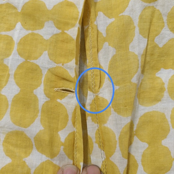 Auntie Oti Yellow White Polka Dot 100% Cotton Khadi Button Up Shirt Womens Large - Picture 12 of 12